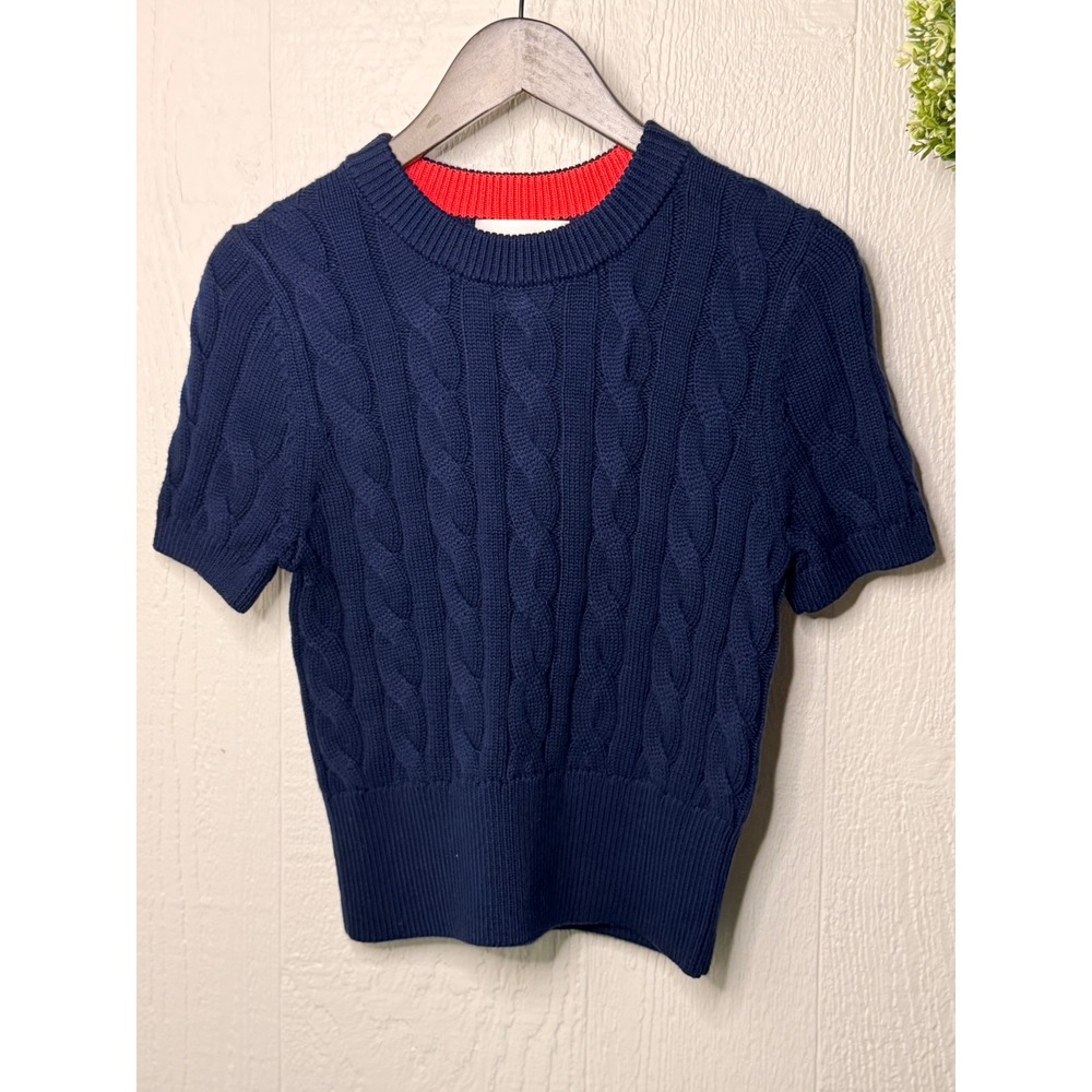 SKY Cable Knit Cap Sleeve Pullover NWOT dark blue